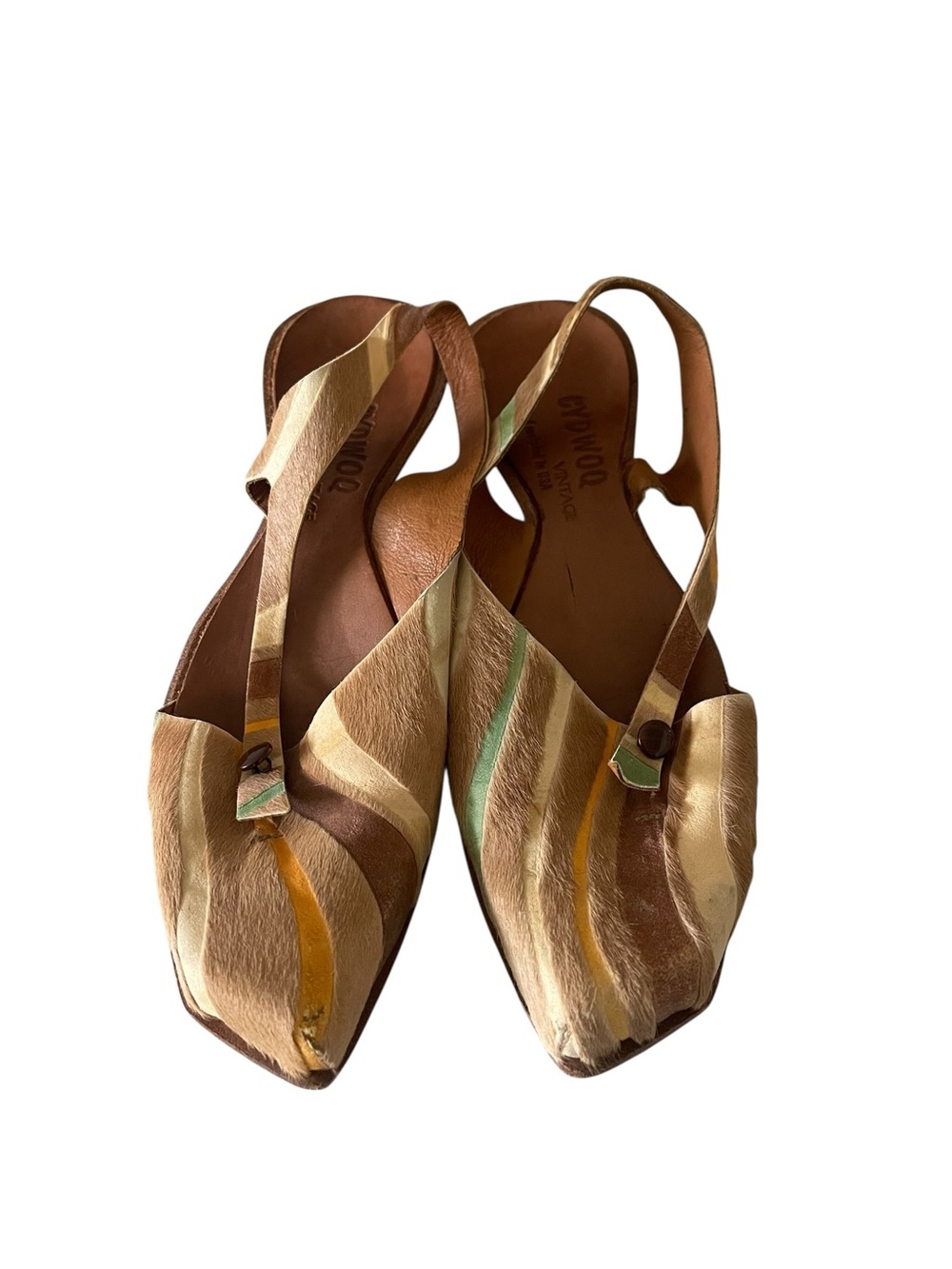 Cydwoq Multicolor Striped Pointed Slingback Flats 38/8
